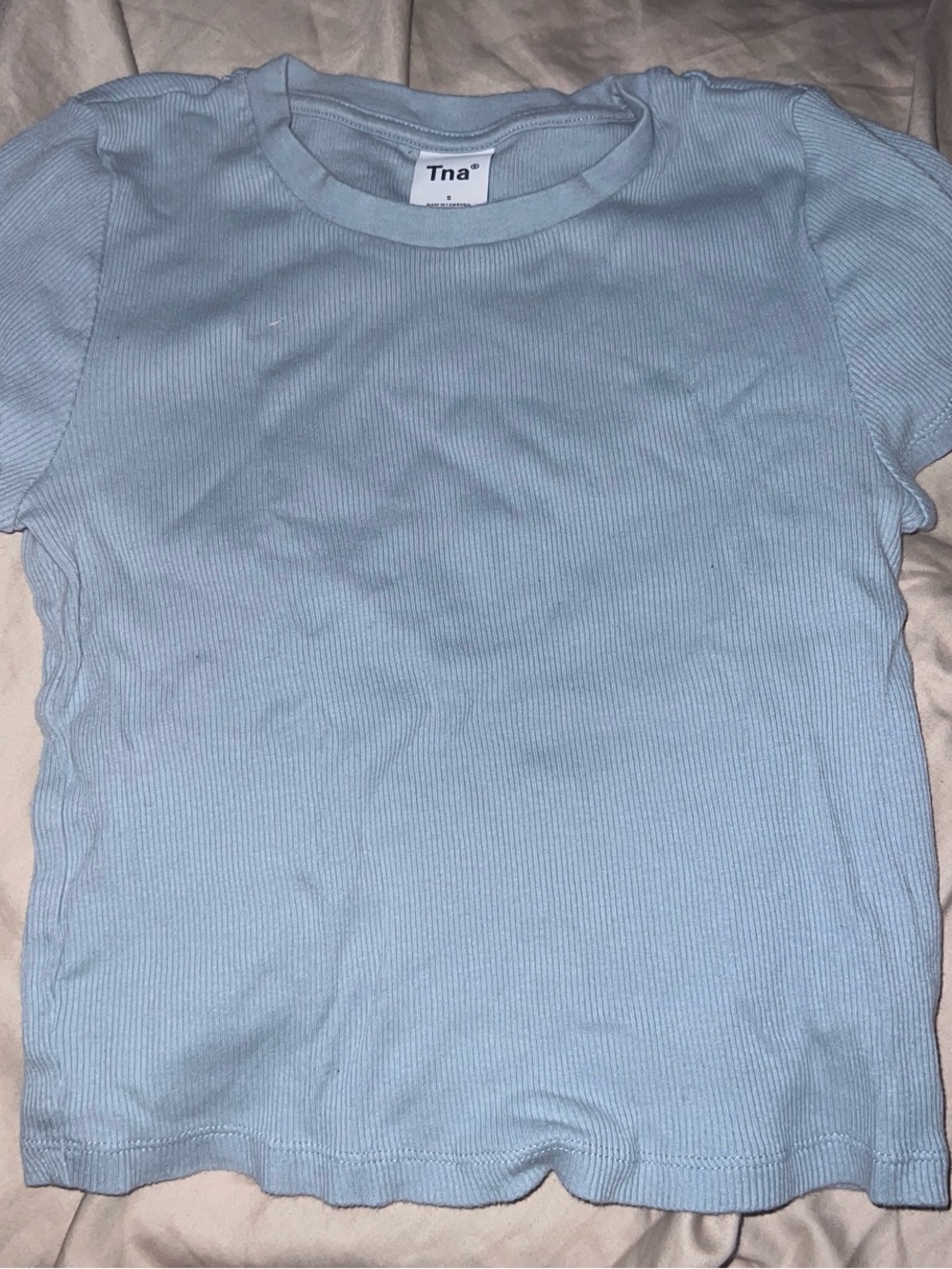 TNA Pale Blue Ribbed Short Sleeve Tee